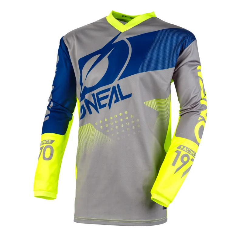 Preț promoțional Bluza motocross O'NEAL ELEMENT FACTOR GRAY/BLUE/NEON YELLOW